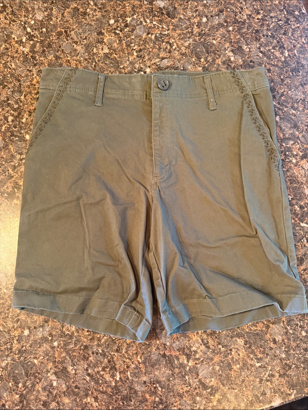 Christopher & Banks Olive Green Flat Front Men's Shorts